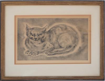 Léonard Tsuguharu FOUJITA : Chat au grelot - Gravure originale, signée 2