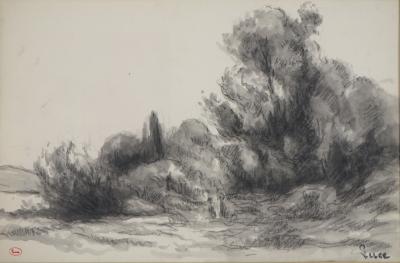 Maximilien LUCE - Giverny : Bosquet près de Rolleboise - Dessin original signé 2