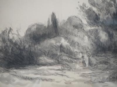 Maximilien LUCE - Giverny : Bosquet près de Rolleboise - Dessin original signé 2