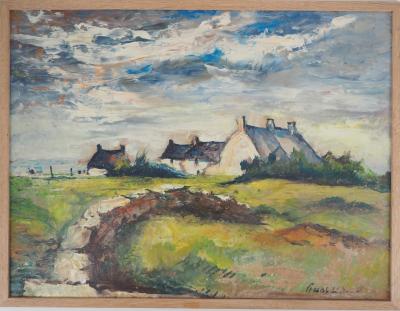 Charles PICART LE DOUX : Bretagne, Maisons en bord de mer - Peinture originale signée 2