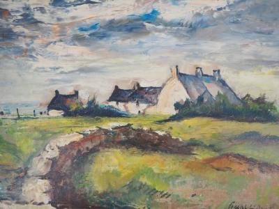 Charles PICART LE DOUX : Bretagne, Maisons en bord de mer - Peinture originale signée 2