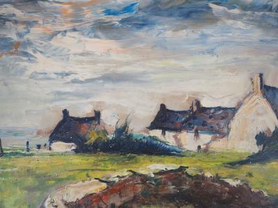 Charles PICART LE DOUX : Bretagne, Maisons en bord de mer - Peinture originale signée 2