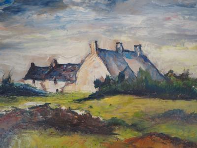 Charles PICART LE DOUX : Bretagne, Maisons en bord de mer - Peinture originale signée 2