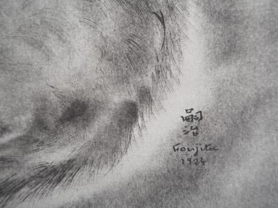 Léonard Tsuguharu FOUJITA : Chat au grelot - Gravure originale, signée 2