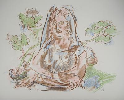 Oskar KOKOSCHKA - Femme tenant un nid, 1962 - Lithographie originale signée 2