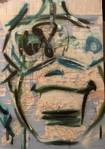 Tracy 168 - Batman, 2016 - Mixed media on subway map 2