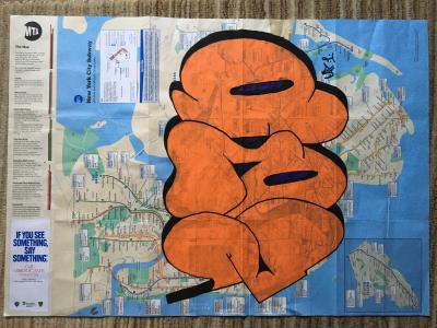 Cap1 - Flop 2012 - Mixed media on subway map 2