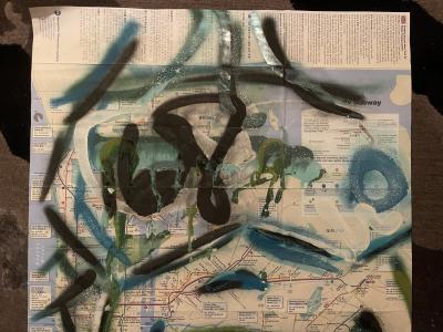 Tracy 168 - Batman, 2016 - Mixed media on subway map 2