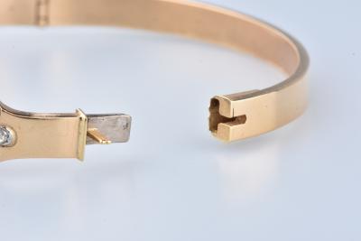 Bracelet jonc en or jaune serti de 7 aigues marine de 0,92 ct et de 14 diamants ronds brillants de 0,39 ct 2