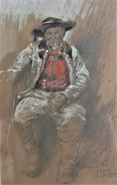 George Wharton EDWARDS - Homme De Guémené, 1910 - Gouache 2
