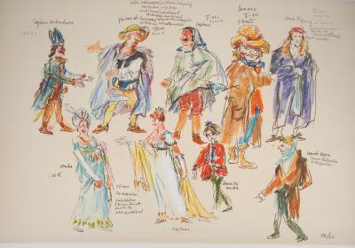 Oskar KOKOSCHKA - Projets de costumes pour le bal masqué, 1962 - Photolithographie signée 2
