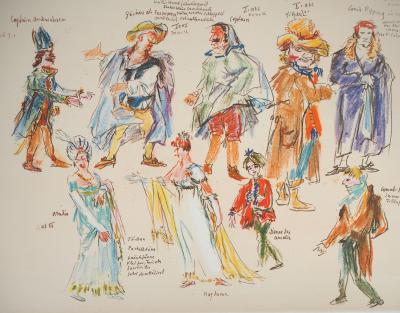 Oskar KOKOSCHKA - Projets de costumes pour le bal masqué, 1962 - Photolithographie signée 2