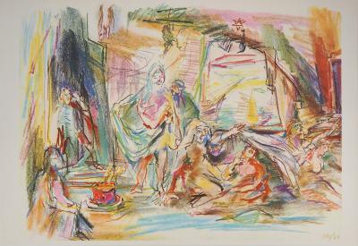 Oskar KOKOSCHKA - Maison de la voyante Ulrica avec le roi et Amelia, 1962 - Photolithographie signée 2