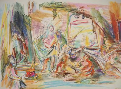 Oskar KOKOSCHKA - Maison de la voyante Ulrica avec le roi et Amelia, 1962 - Photolithographie signée 2