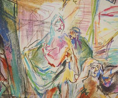 Oskar KOKOSCHKA - Maison de la voyante Ulrica avec le roi et Amelia, 1962 - Photolithographie signée 2