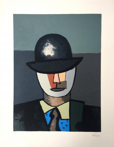 Jean HELION - Portrait d’homme au chapeau melon, 1960 - Lithographie signée au crayon 2