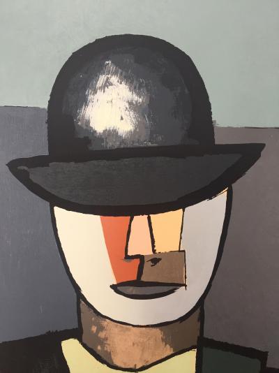 Jean HELION - Portrait d’homme au chapeau melon, 1960 - Lithographie originale 2