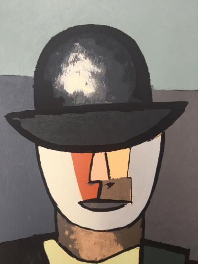 Jean HELION - Portrait of a man in a bowler hat, 1960 - Lithograph signed in pencil 2