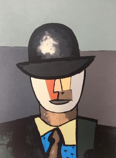 Jean HELION - Portrait of a man in a bowler hat, 1960 - Lithograph signed in pencil 2
