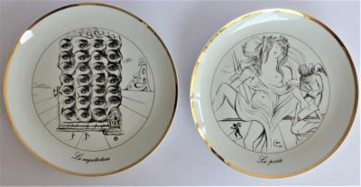 Salvador DALI (d’après)  - Les 7 Arts, 1980 - Assiettes en porcelaine 2