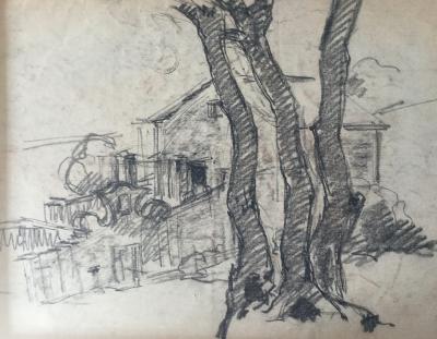 Paul GARIN - Les lavandières ; Maison - Dessins au fusain 2