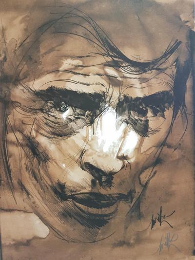 Raymond MORETTI - Portrait de Jacques Brel - Lithographie originale signée au crayon 2