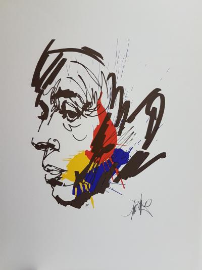 Raymond MORETTI - Portrait de Jacques Brel II - Lithographie originale signée au crayon 2