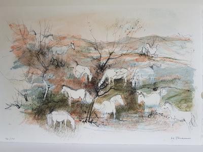 Michel JOUENNE - Les chevaux - Lithographie originale signée au crayon 2