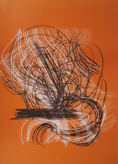 Hans HARTUNG - Composition abstraite 5 en orange, 1971 - Lithographie originale 2