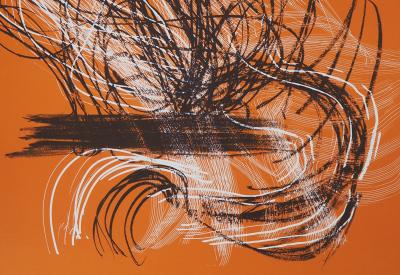 Hans HARTUNG - Composition abstraite 5 en orange, 1971 - Lithographie originale 2