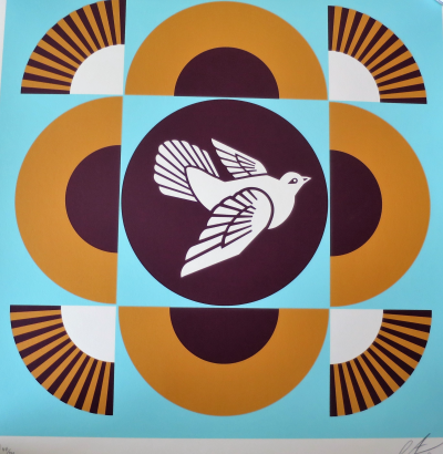 Shepard FAIREY (Obey) - Dove Geometric Blue - Sérigraphie signée au crayon 2