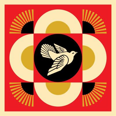 Shepard FAIREY (Obey) - Dove Geometric Red - Sérigraphie signée au crayon 2