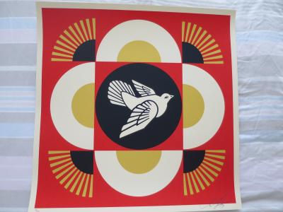 Shepard FAIREY (Obey) - Dove Geometric Red - Sérigraphie signée au crayon 2