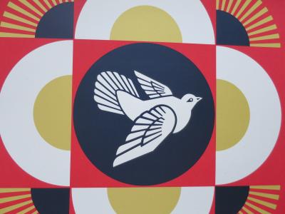 Shepard FAIREY (Obey) - Dove Geometric Red - Sérigraphie signée au crayon 2