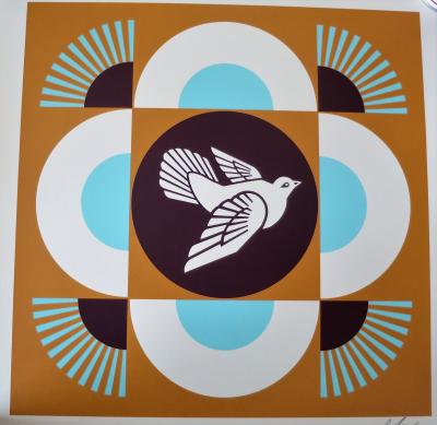 Shepard FAIREY (Obey) - Dove Geometric Orange - Sérigraphie signée au crayon 2