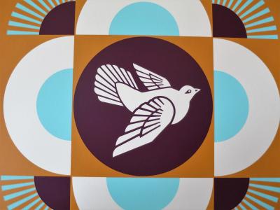 Shepard FAIREY (Obey) - Dove Geometric Orange - Sérigraphie signée au crayon 2
