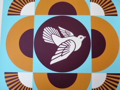 Shepard FAIREY (Obey) - Dove Geometric Blue - Sérigraphie signée au crayon 2