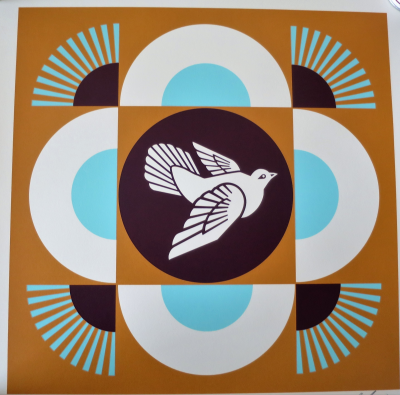 Shepard FAIREY (Obey) - Dove Geometric Orange - Sérigraphie signée au crayon 2