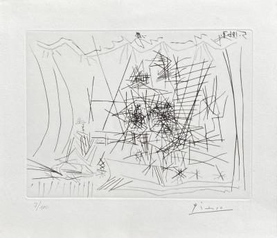 Pablo PICASSO - Theater, 1967 - Gravur mit Bleistift signiert 2