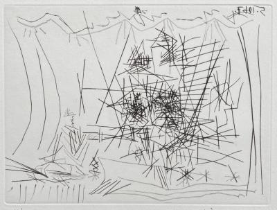 Pablo PICASSO - Theater, 1967 - Gravur mit Bleistift signiert 2