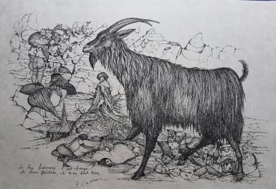 Pierre CADIOU - Le bouc- Gravure signée au crayon 2