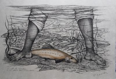 Pierre CADIOU - Le Brochet - Gravure signée au crayon 2