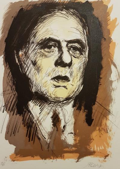 Jacques PECNARD - Charles de Gaulle III - Lithographie originale signée au crayon 2