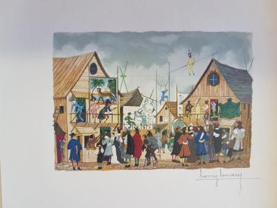 Henri LEMARIE - Le singe et le léopard - Bois gravé signé au crayon 2