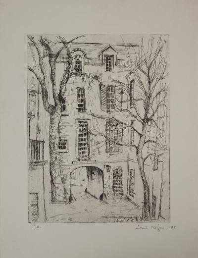 Louis MEZIN : Vieux Paris, Cour d’immeuble, 1975 - Gravure originale signée 2