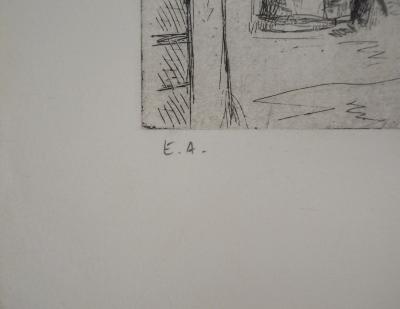 Louis MEZIN : Vieux Paris, Cour d’immeuble, 1975 - Gravure originale signée 2