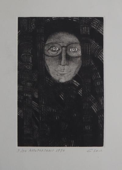 Hélène CSECH : Autoportrait, 1984 - Gravure originale signée 2