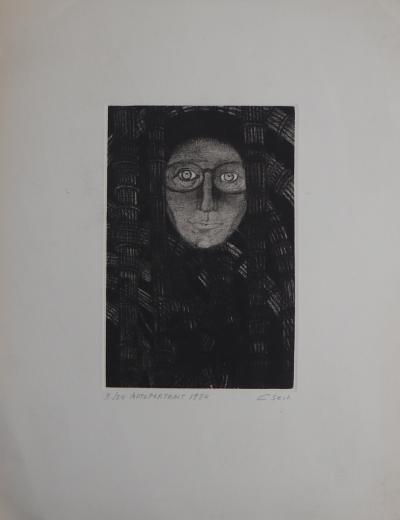Hélène CSECH : Autoportrait, 1984 - Gravure originale signée 2