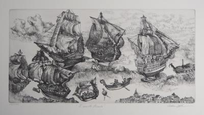 Christian LEPERE : L’Invincible armada - Gravure originale signée 2