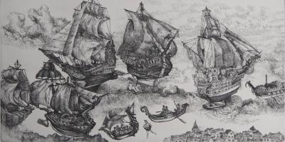 Christian LEPERE : L’Invincible armada - Gravure originale signée 2